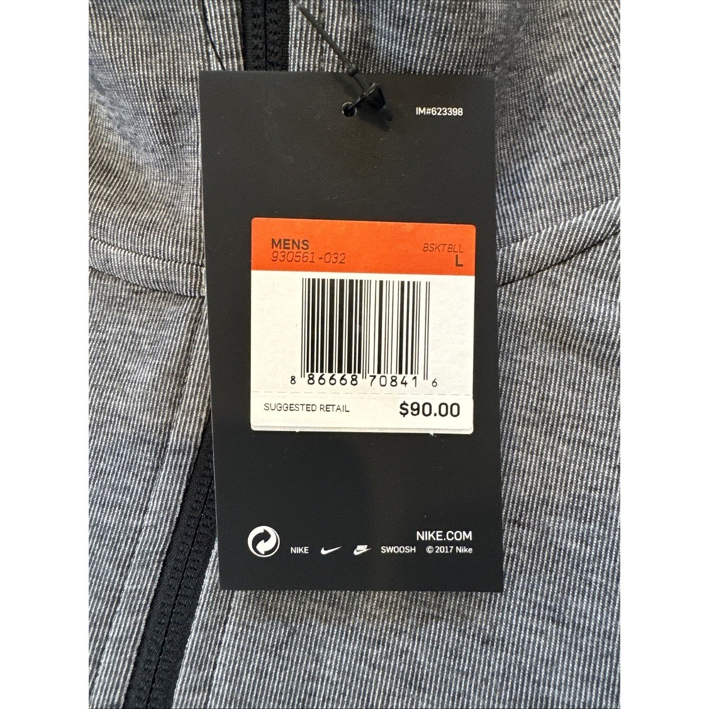 Nike Full-Zip Hoodie Mens Basketball 930561 Gray Black , Size L - Picture 10 of 12